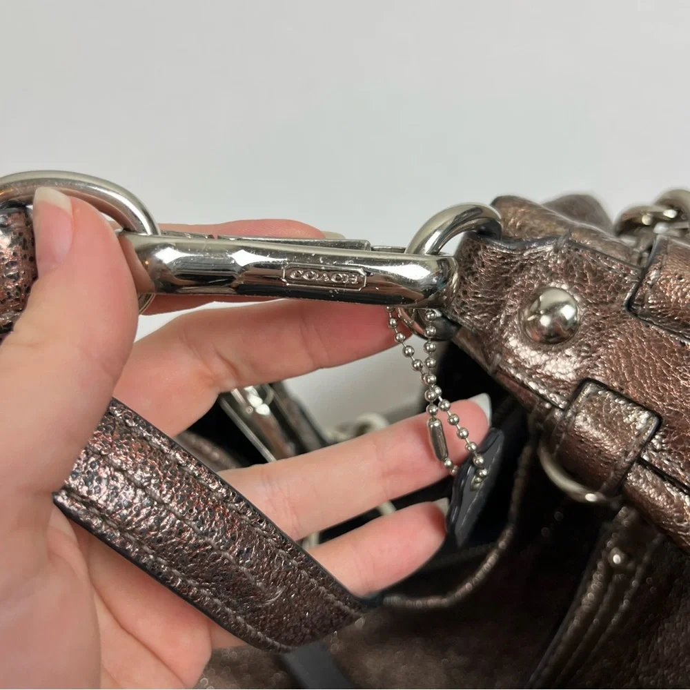 COACH Brooke Handbag Leather Pewter Hobo Bag Purse